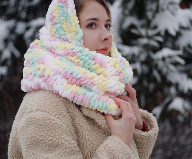 New Vintage Printed Fleece Neck Tube Snood Scarves Ring Men Women Unisex  Winter Soft Knitted Neck Scarf Warmer Twist Turban Hat
