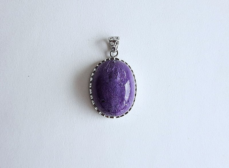 Gemstone Natural Ore Purple Dragon Crystal 925 Sterling Silver Necklace - Necklaces - Gemstone Purple
