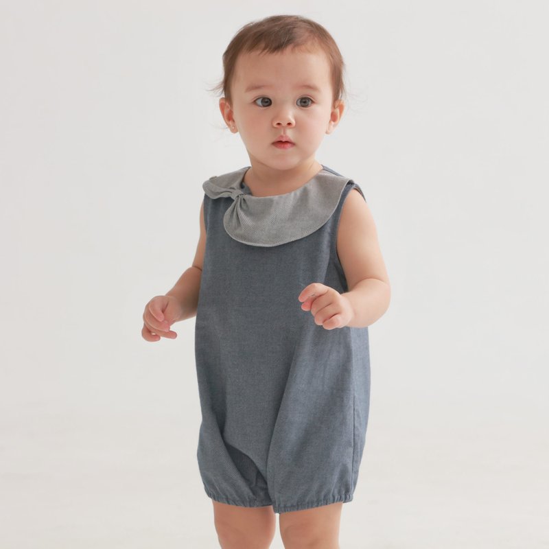 バブルパケットおならデニムパンツ（ウォーターブルー/ブルージーンズ） - ロンパース - コットン・麻 ブルー