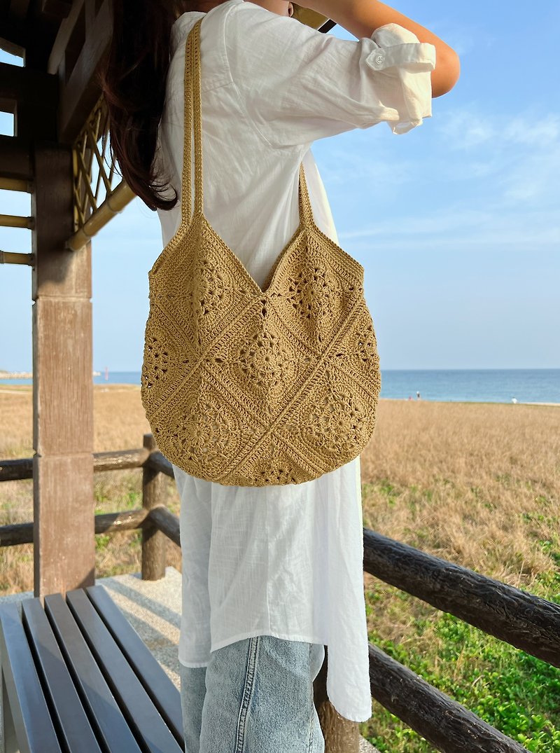 Ramie Retro Tiles Stitching Bag Woven Bag Side Bag/Slant Bag - Messenger Bags & Sling Bags - Cotton & Hemp 