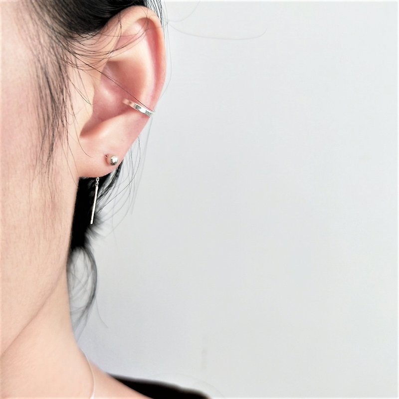 │Simple│ Plain ear bone clip • Light earrings • Sterling silver earrings • Original designer - Earrings & Clip-ons - Sterling Silver 