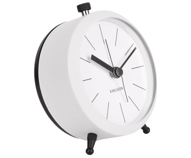 カールソンマットホワイトボタンシリーズメタル目覚まし時計