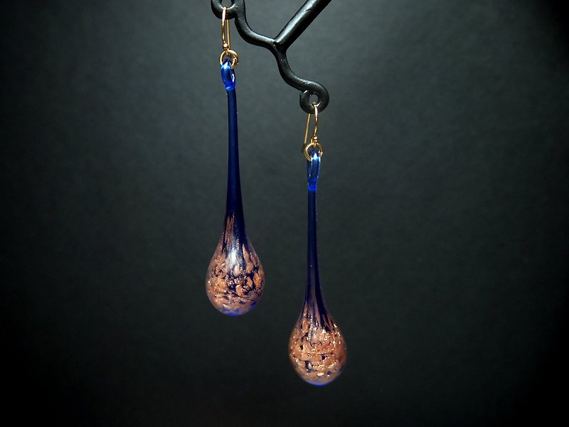 #GE0173 Murano Glass Beads Earring - Earrings & Clip-ons - Glass Blue