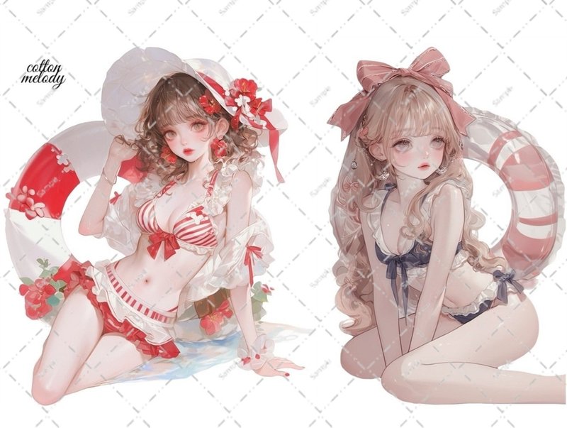 original sticker no.6592 人物ステッカー オリジナルステッカー 人物ステッカー 女の子ステッカー オリジナル人物ステッカー - 貼紙 - 紙 