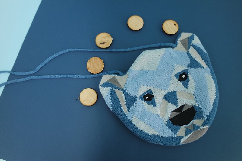 Polar bear cross body bag - กระเป๋าแมสเซนเจอร์ - ผ้าฝ้าย/ผ้าลินิน สีน้ำเงิน