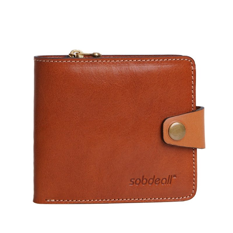 Movable coin bag short clip - Wallets - Genuine Leather Orange