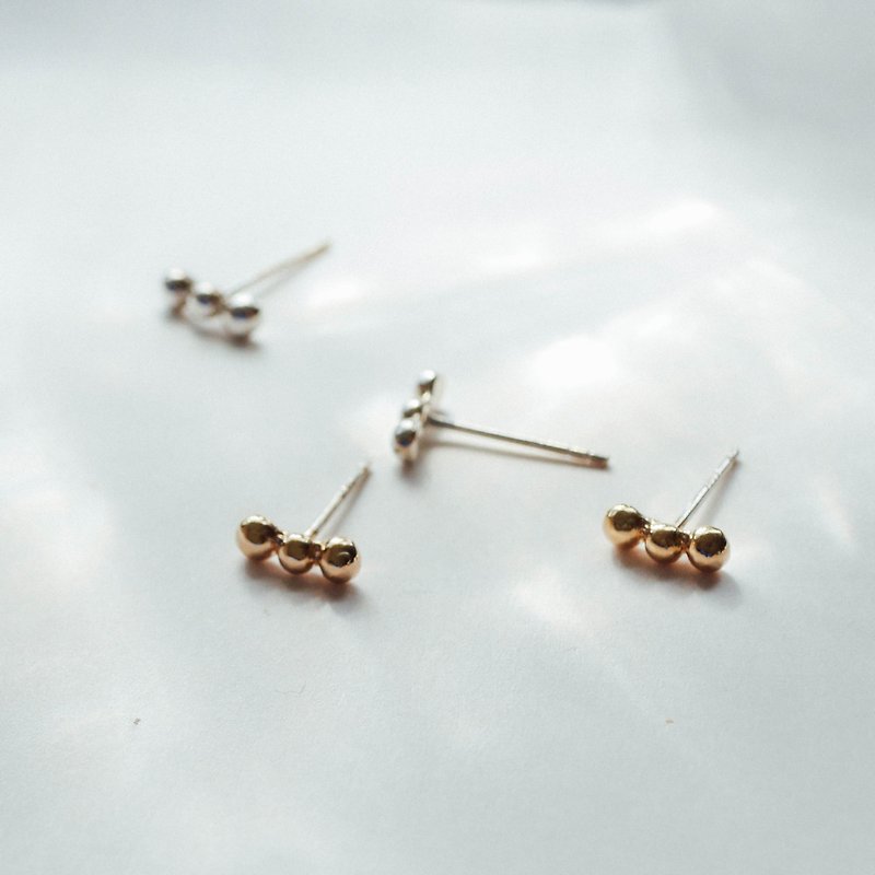 Three Dots Mini Earrings // Straight Line - Earrings & Clip-ons - Sterling Silver 
