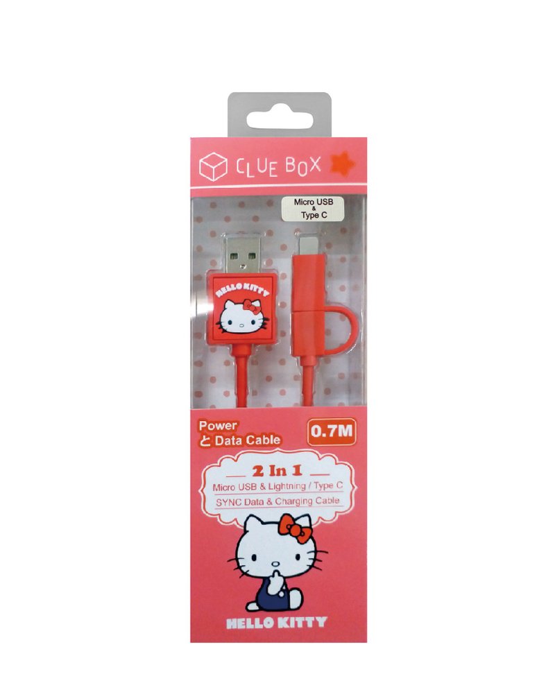 2-In-1 Sync Data and Charging Cable - Hello Kitty (Type C) - Chargers & Cables - Plastic Red