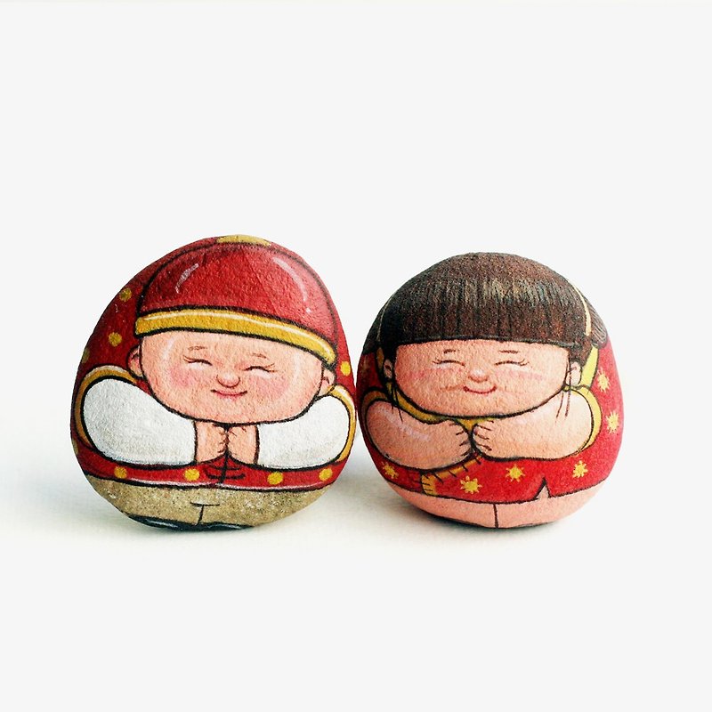 Chinese new year baby stone art. - Stuffed Dolls & Figurines - Stone Red