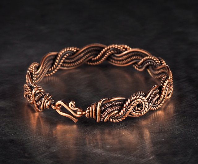 女性用銅ブレスレット | アンティークスタイルの手作りワイヤー編み銅ジュエリー