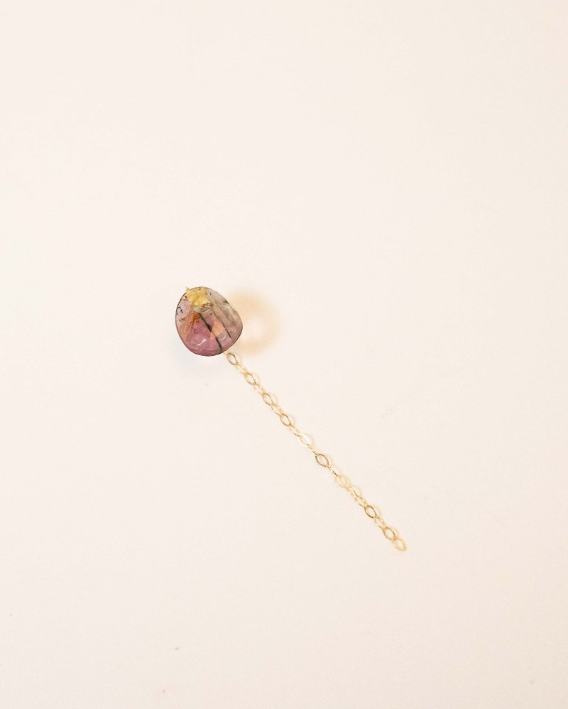 Bicolor tourmaline chain earrings K18YG - ต่างหู - โลหะ สึชมพู
