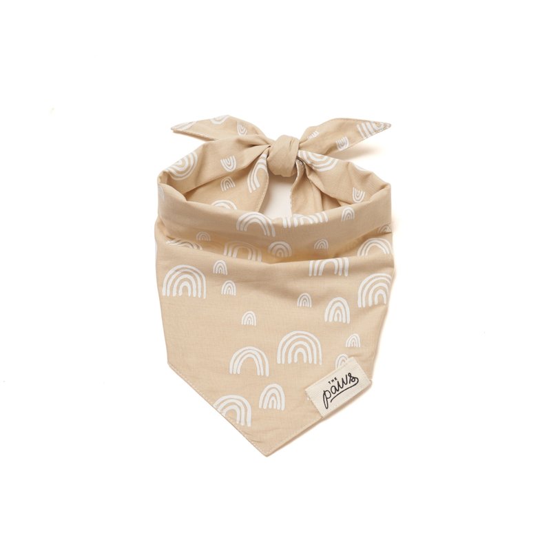 售完不補 THE PAWS 手工寵物領巾 Ocracoke 小彩虹 - 項圈/牽繩 - 棉．麻 卡其色