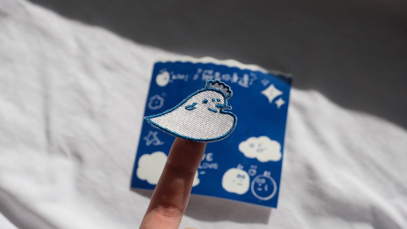 | Embroidered badge + sticker back card | Gift for your beloved - Badges & Pins - Thread Blue