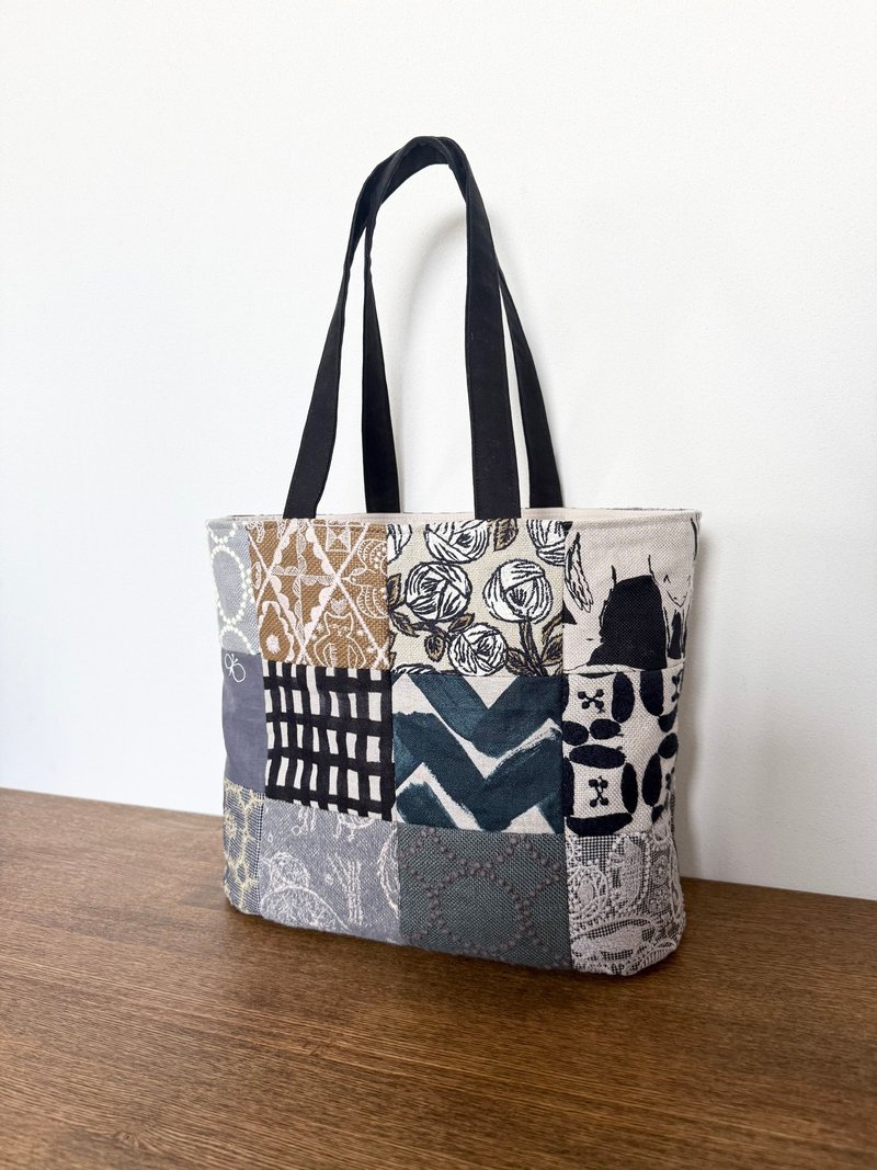 ショルダーバッグバッグ　ミナペルホネン パッチワーク - 側背包/斜背包 - 棉．麻 灰色