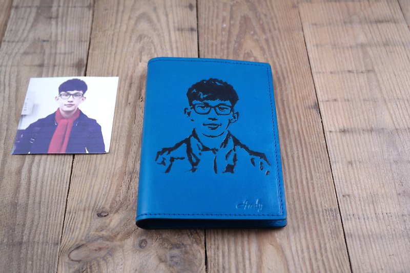 APEE leather handmade ~ extension image passport holder ~ blue - ที่เก็บพาสปอร์ต - หนังแท้ สีน้ำเงิน