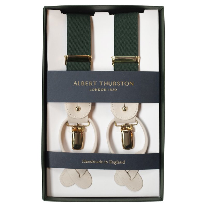 吊帶 Albert Thurston 墨綠 2合1 英國製 紳士 braces suspender - 腰帶/皮帶 - 真皮 綠色
