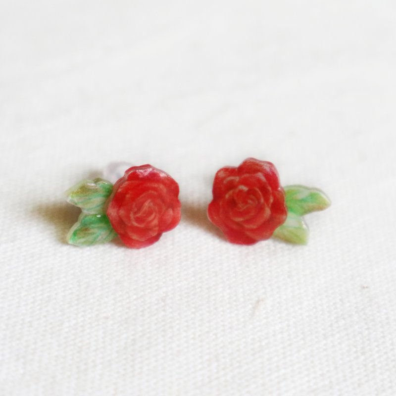 Valentine's Day Rose Earrings - Earrings & Clip-ons - Plastic 