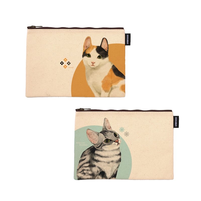 | Cat Series | Synthetic canvas zipper bag / 2 styles in total - กระเป๋าเครื่องสำอาง - ผ้าฝ้าย/ผ้าลินิน หลากหลายสี