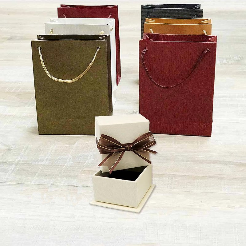 Add-On - Small Ribbon Gift Box Plus Paper Loop Bag Exquisite Small Jewelry Case - Gift Wrapping & Boxes - Paper Khaki