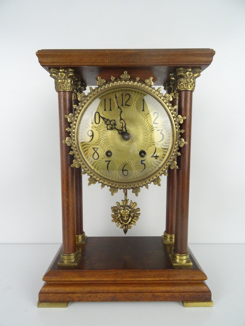 Antique Vintage Dutch Mantel Pillar Clock Warmink Wuba Shelf Bracket 8 day - 時鐘/鬧鐘 - 木頭 咖啡色