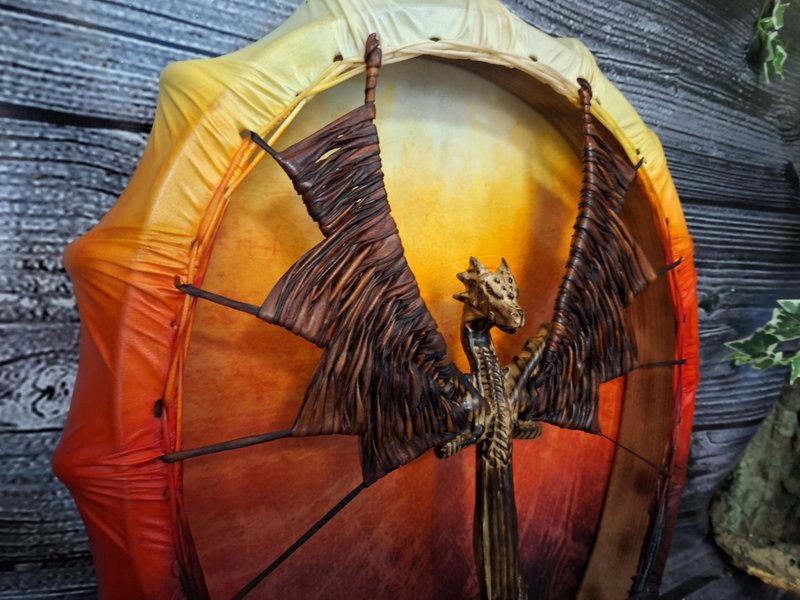 Shaman drum dragon 36*52 cm (14 *22 inch) - กีตาร์เครื่องดนตรี - วัสดุอื่นๆ สีส้ม