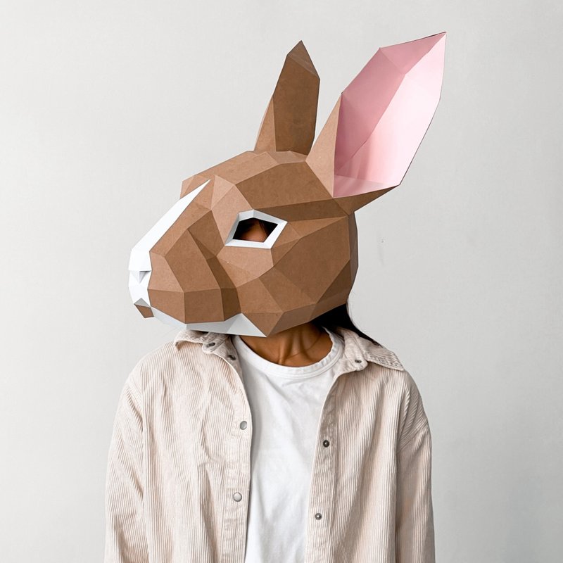Rabbit Mask Papercraft, Pdf, Gurko, Pepakura, Template, 3D Origami - 手工藝教學/工具書 - 其他材質 