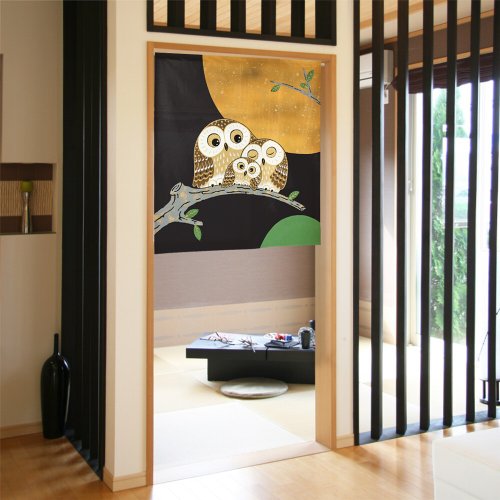Moonstar House 星月屋 【預訂】日本製 月亮貓頭鷹家族短門簾