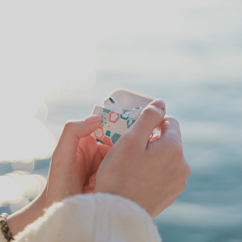 富士山 六角 磁磚系列 - 粉 / AIRPODS 保護套 - AirPods/耳機保護套 - 矽膠 粉紅色