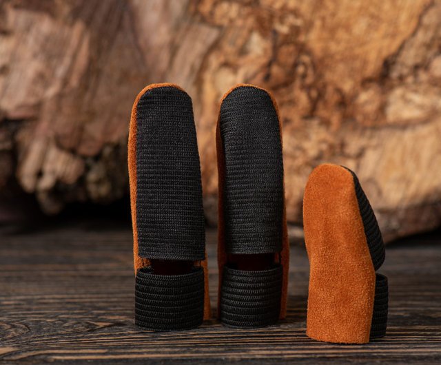 レディース指ぬき、オレンジ革親指指指指ぬき、切創防止用 3本セット