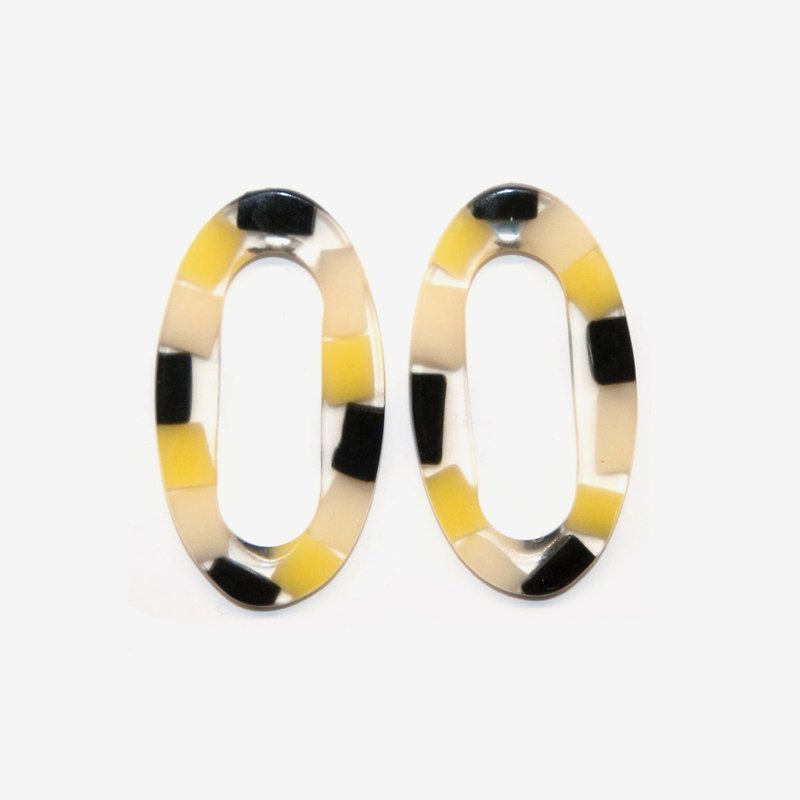 Modern Translucent Oval Earrings - Olivine&Black - Earrings & Clip-ons - Plastic Green