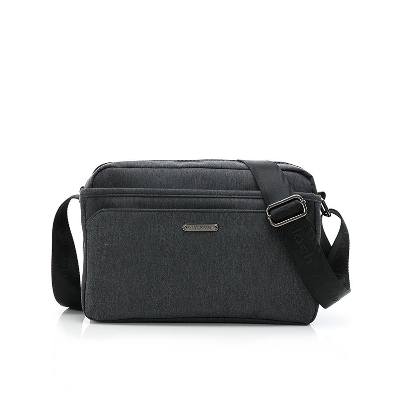 【Kinloch Anderson】Force極簡造型多隔層斜側包-黑色 - 側背包/斜背包 - 聚酯纖維 黑色