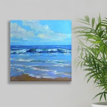 山水画、トロピカル油絵、オリジナルの壁アート、ヤシの木の絵