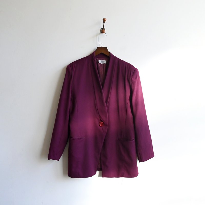 [Egg Plant Vintage] Starlight Gemstone Japanese Made Thin Fur Vintage Blazer - เสื้อสูท/เสื้อคลุมยาว - ไฟเบอร์อื่นๆ 