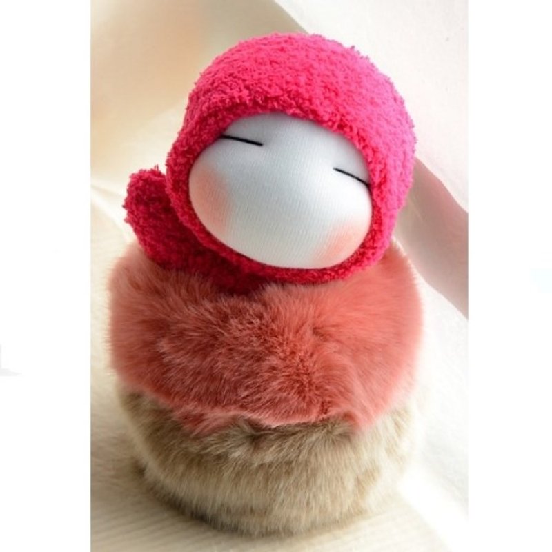 Natural wind handmade baby socks - baby pink wool ball - ตุ๊กตา - ผ้าฝ้าย/ผ้าลินิน สึชมพู