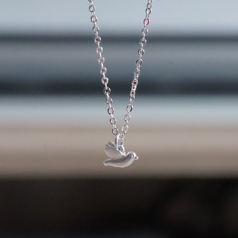 ITS-N108 [sterling silver series, healing, birdie] sterling silver necklace. - สร้อยคอ - โลหะ สีเงิน
