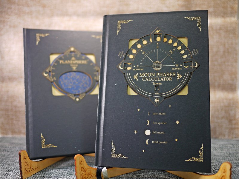 Customized product laser engraving moon viewing hardcover note book can be engraved with text and name - Notebooks & Journals - Paper Black