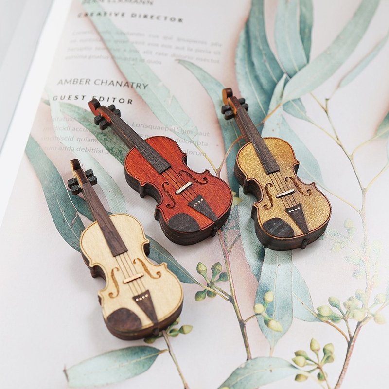 Imitation viola pendant keychain gift - Charms - Wood Brown