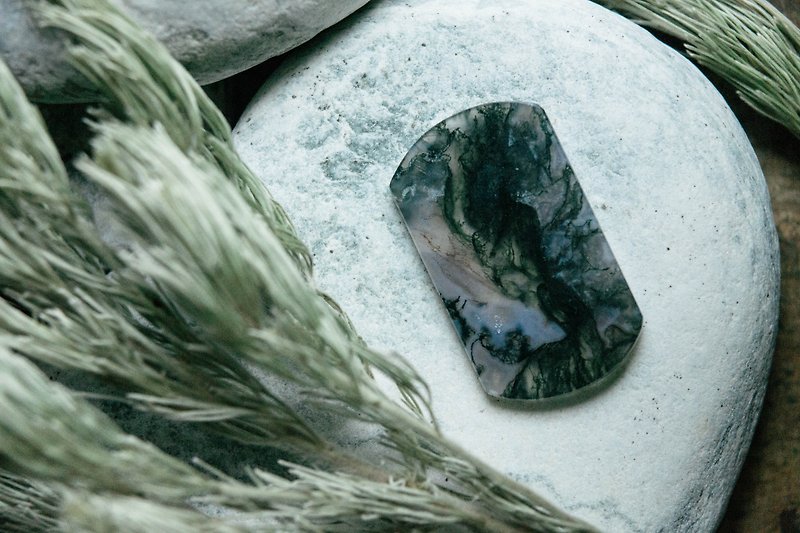 LICHEN 礦石系列-苔蘚瑪瑙 Moss Agate - 裝飾/擺設  - 玉石 綠色