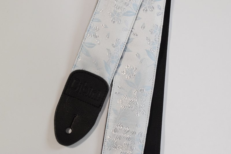 京都金襴　花卉 白色與淺藍色 帆布吉他背帶 - 其他 - 棉．麻 卡其色