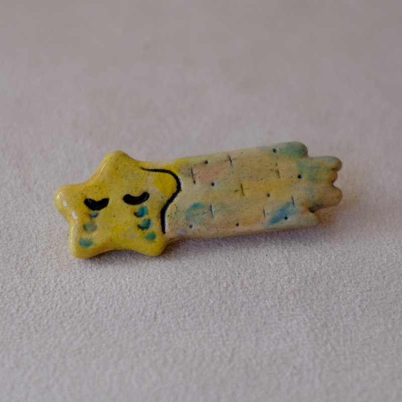 Suànn-Sian . Crying Meteor | Pin Small Brooch - Brooches - Pottery Multicolor