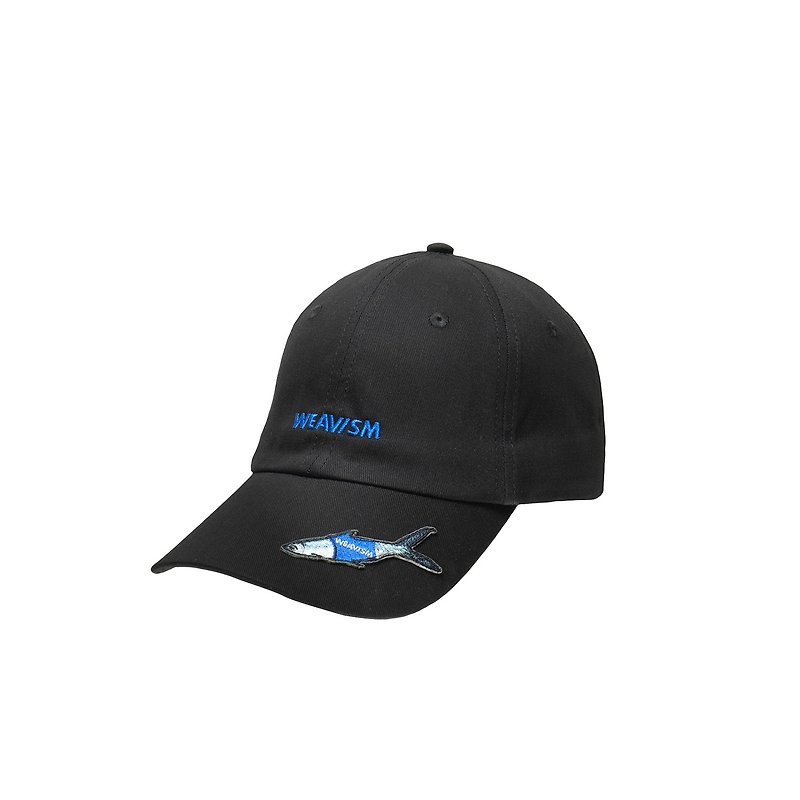 Milkfish embroidered hat-black - หมวก - ผ้าฝ้าย/ผ้าลินิน สีดำ