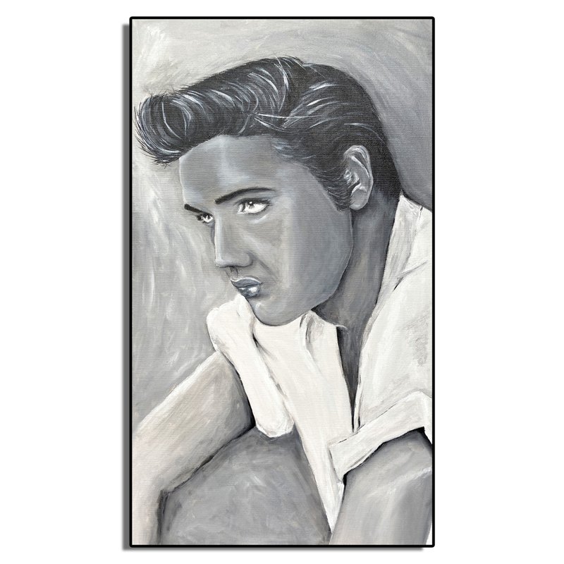 Elvis Presley Original Wall Art, King of Rock and Roll Painting, 猫王普雷斯利绘画 - 海報/掛畫 - 棉．麻 多色