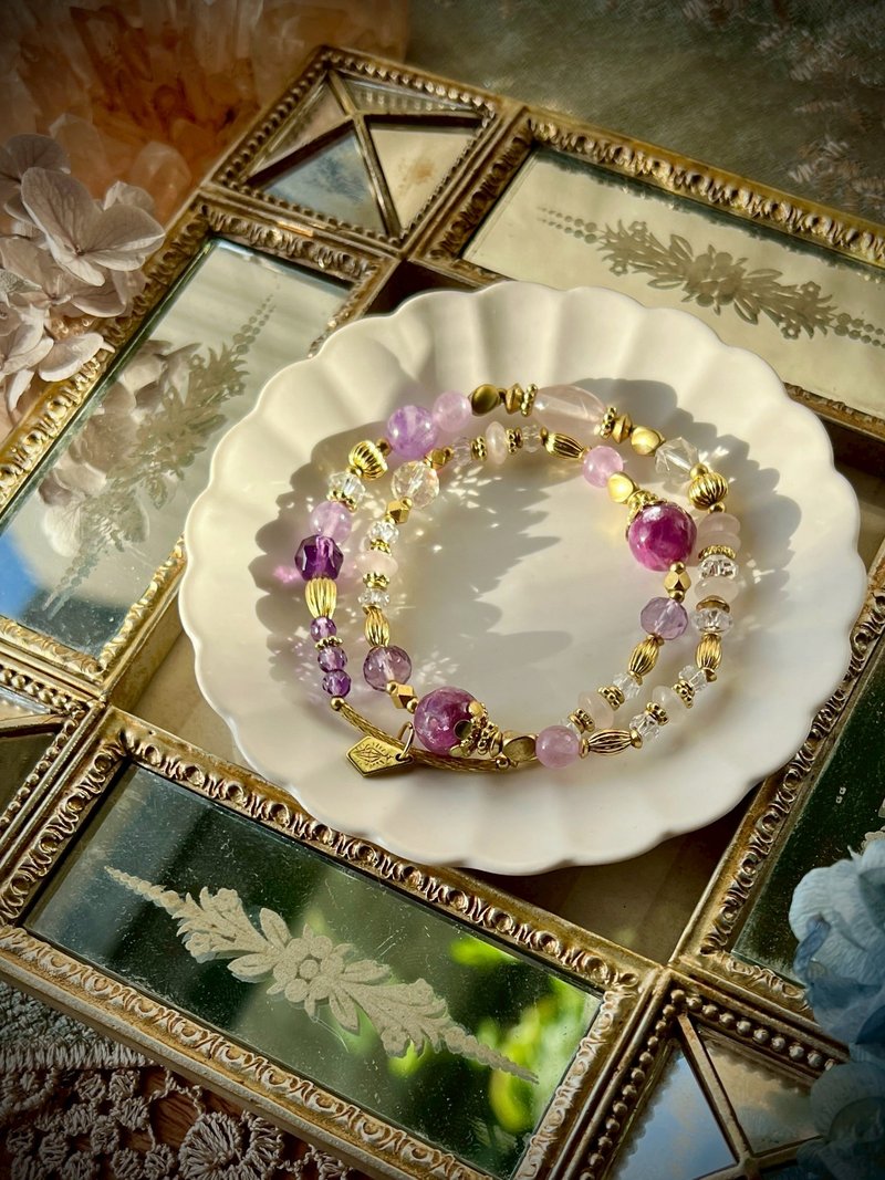 - The Book of Roses - Natural Crystal Bracelet / Brass Bracelet - สร้อยข้อมือ - คริสตัล สีม่วง