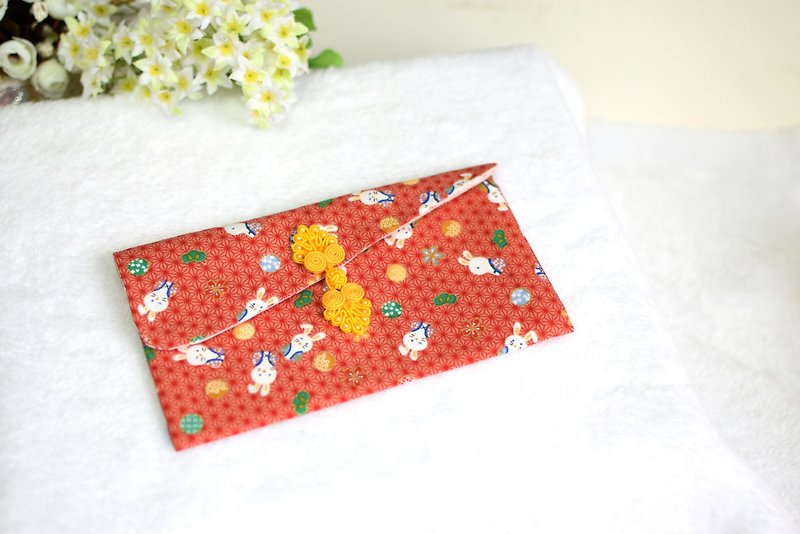 Red Envelope-Japanese Bunny - Chinese New Year - Cotton & Hemp Red