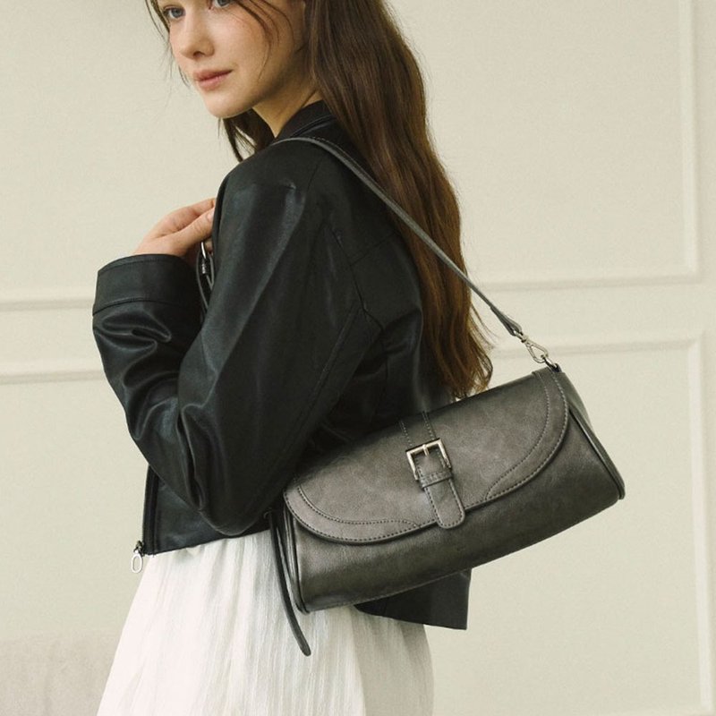 韓國製 MUR River bag Vegan Leather Bag 包包 (Dark Silver) - 側背包/斜背包 - 環保材質 