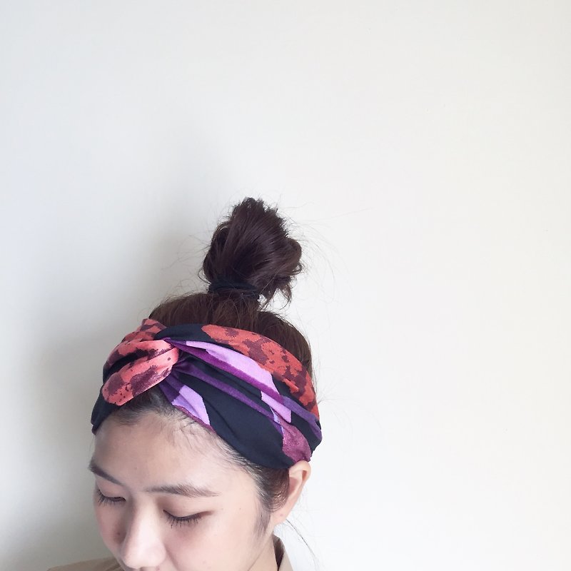 梅菲瑟芬兰 Series Elastic Wide / handmade hair band - Hair Accessories - Cotton & Hemp Purple