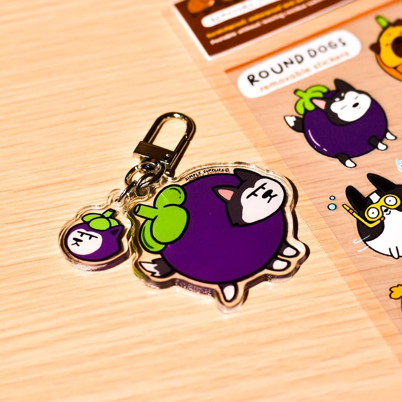 Mangosteen Husky Acrylic Keychain / Airpod case pendant - 吊飾/掛飾 - 壓克力 紫色