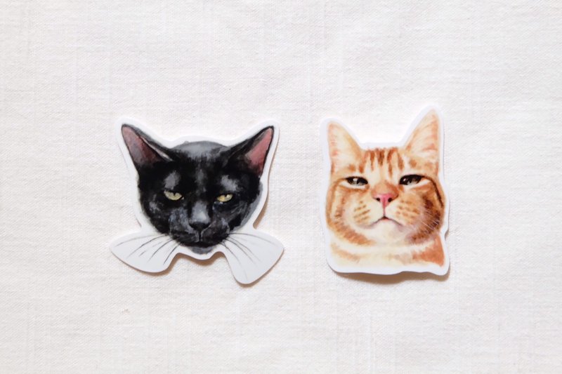 World-weary cat waterproof sticker set - สติกเกอร์ - พลาสติก หลากหลายสี