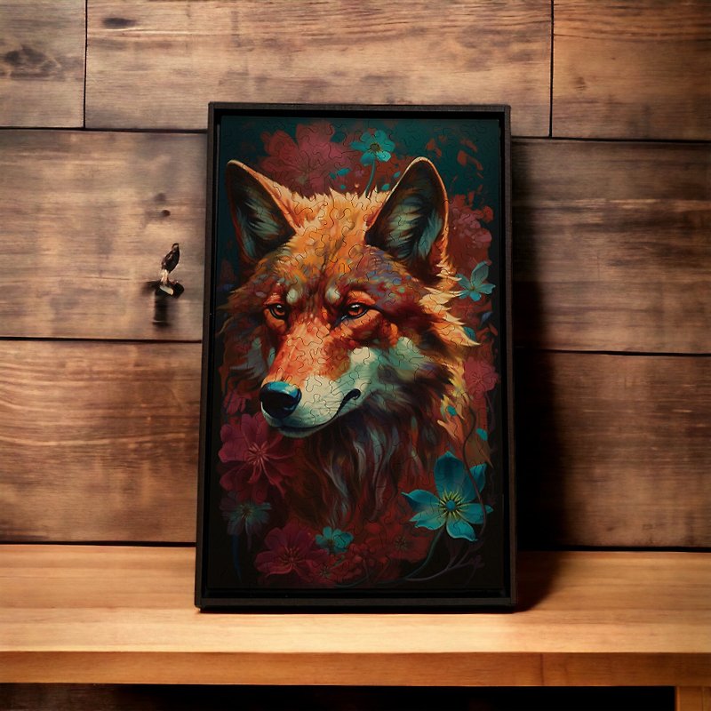 Wolf-Gecko Puzzle-Top Wooden Puzzle - Wall Décor - Wood Orange