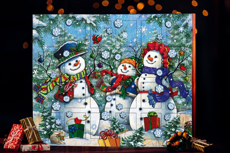 Christmas Countdown Box-Byers' Choice SNOWMAN Advent Calendar - ของวางตกแต่ง - ไม้ 